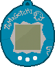 A blue and silver Tamagotchi P2.